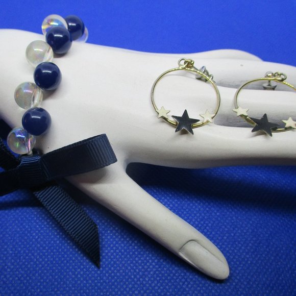 Blue White Bracelet Enamel Earring & Free Earrings - Picture 5 of 8